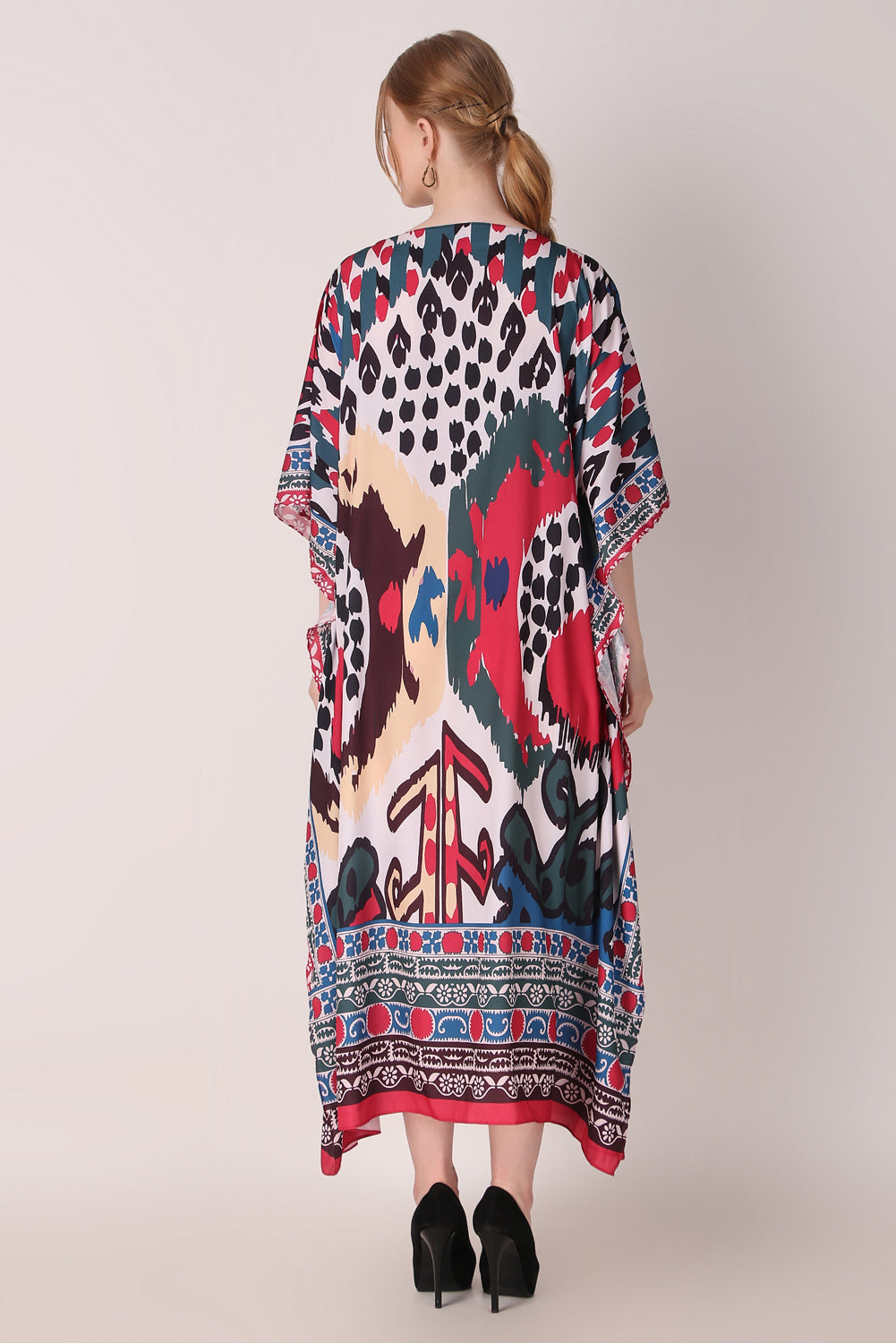 Rabiya - Noha - Ikat Print Abstract Kaftan Dress For Women