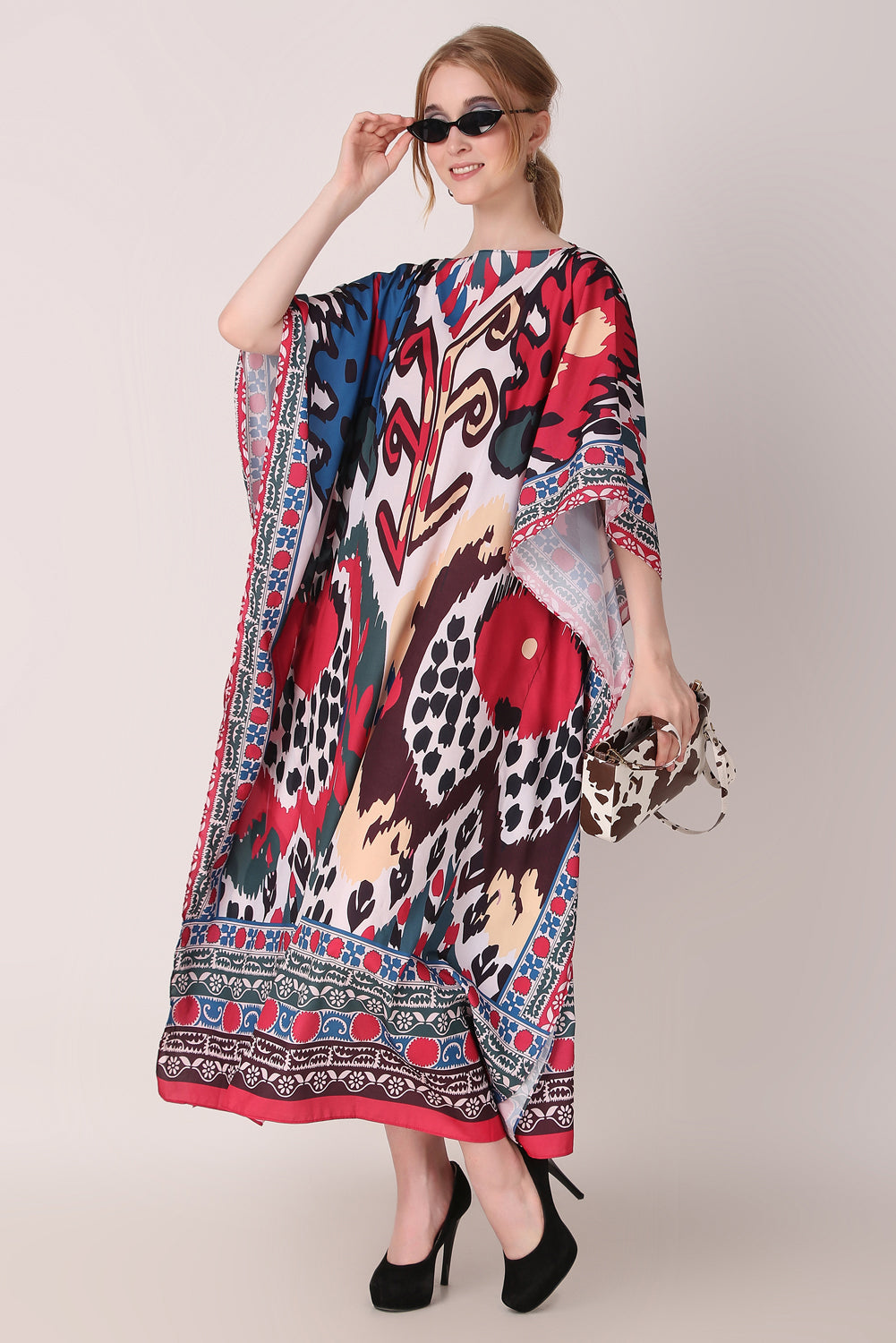 Rabiya - Noha - Ikat Print Abstract Kaftan Dress For Women