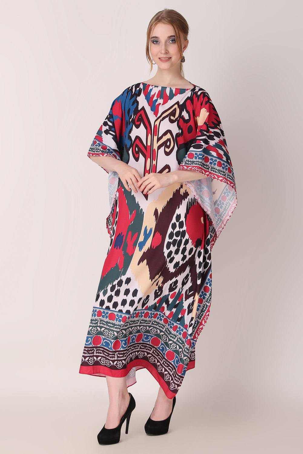 Rabiya - Noha - Ikat Print Abstract Kaftan Dress For Women