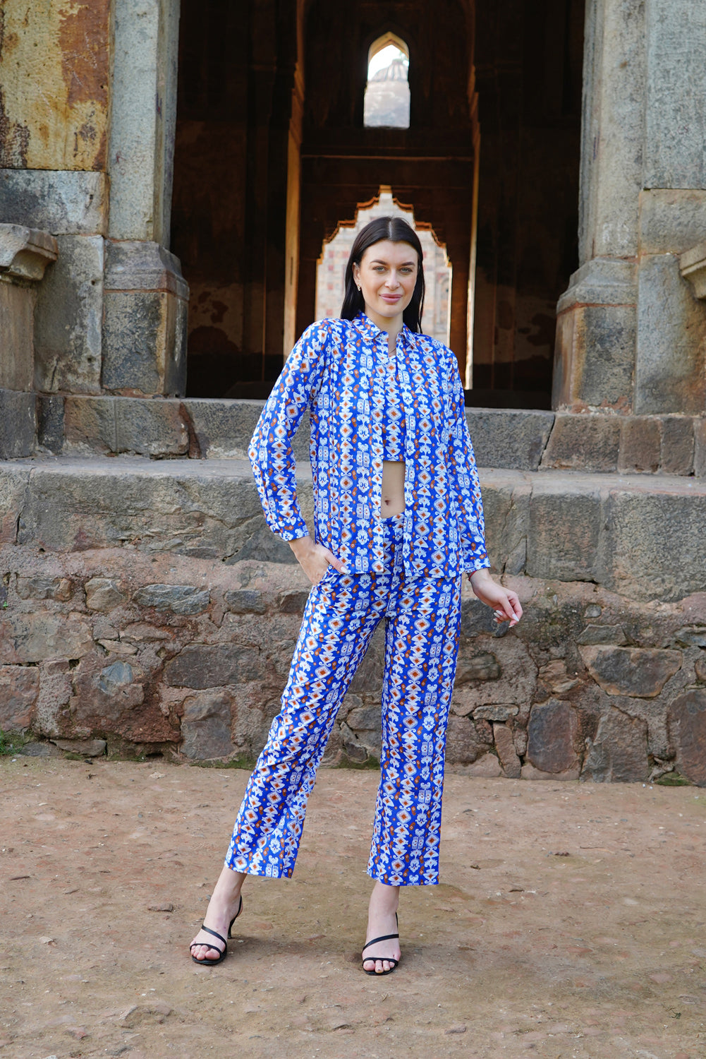 De-Code - Women- Co-Ords Set (Pant and Shirt 3Pcs)