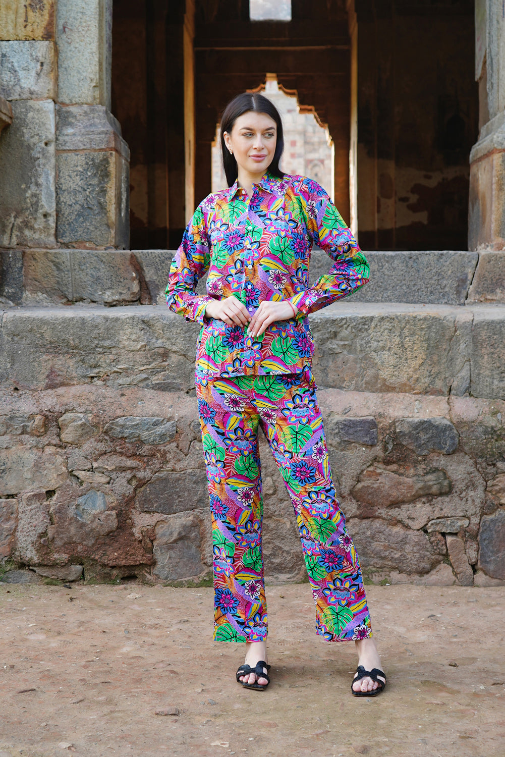 De-Code - Women- Co-Ords Set (Pant and Shirt 3Pcs)