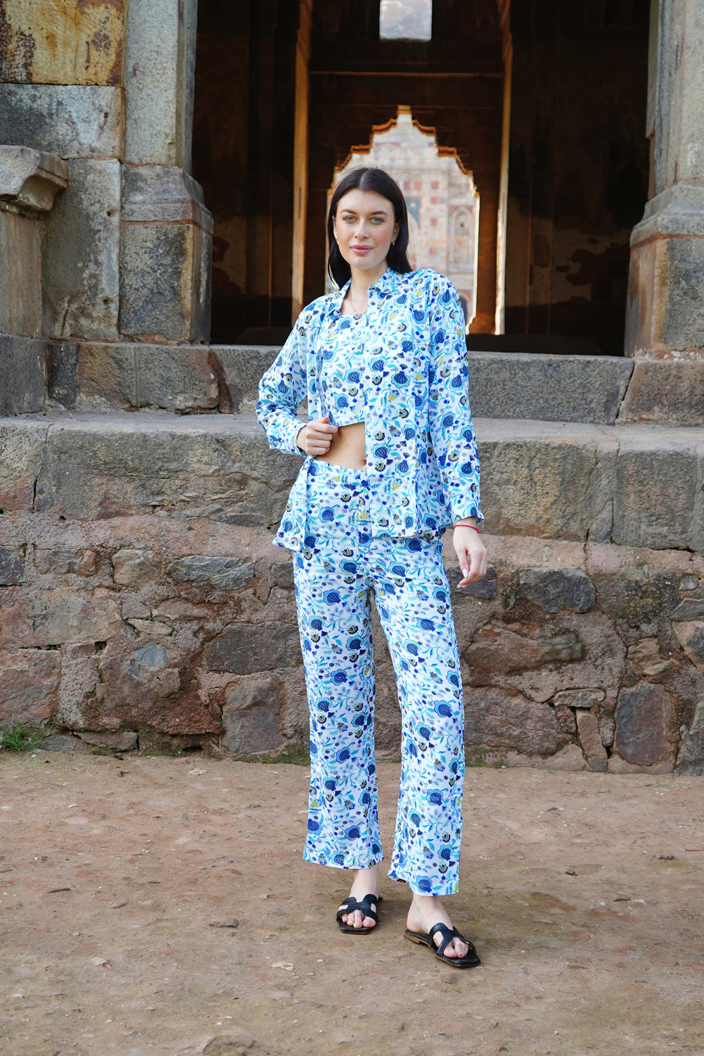 De-Code - Women- Co-Ords Set (Pant and Shirt 3Pcs)