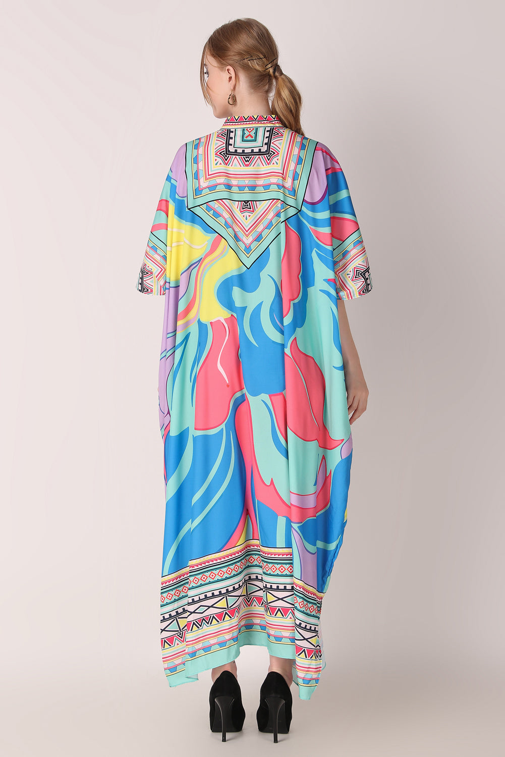 Rabiya - Noha - Boat Neck Designer Kaftan Dress For Beach Wear And Regular Wear