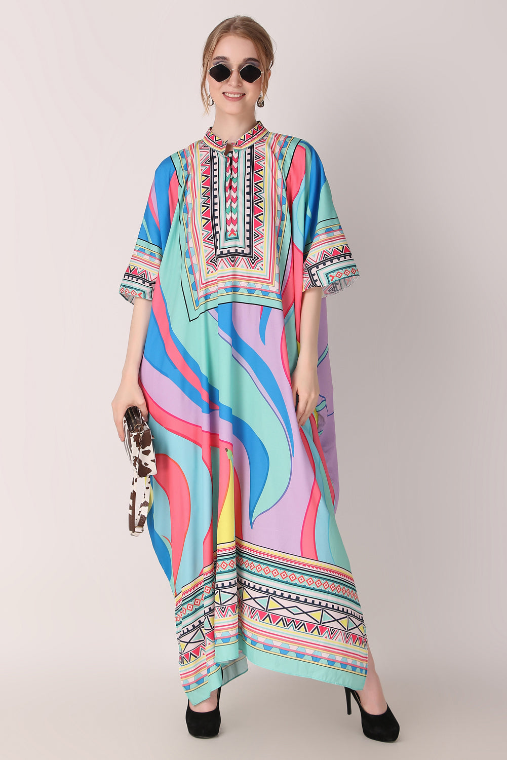 Rabiya - Noha - Boat Neck Designer Kaftan Dress For Beach Wear And Regular Wear