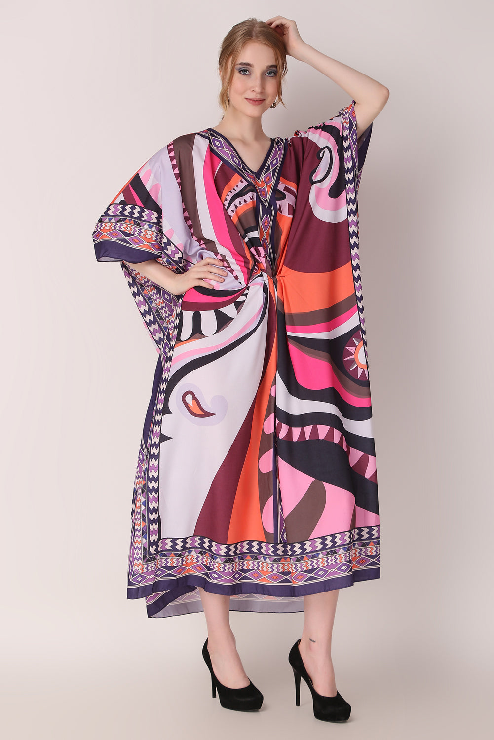 Rabiya - Noha - Digital Printed Abstract Luxury Kaftan