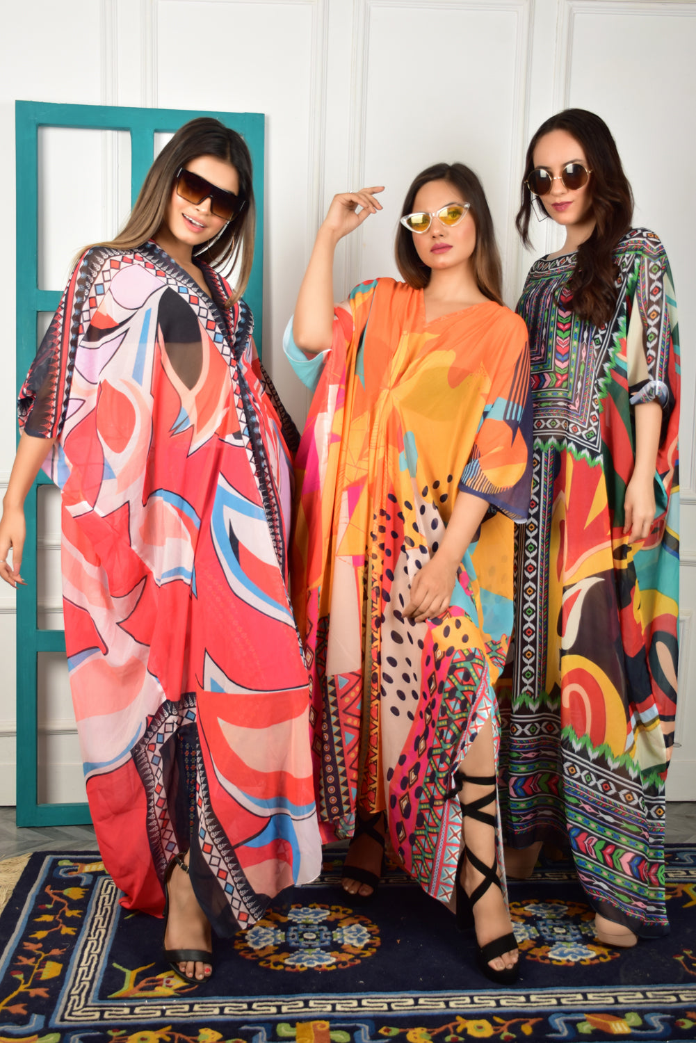 Self-Portrait -Women- Multicolor Printed Kaftans (3pcs set)