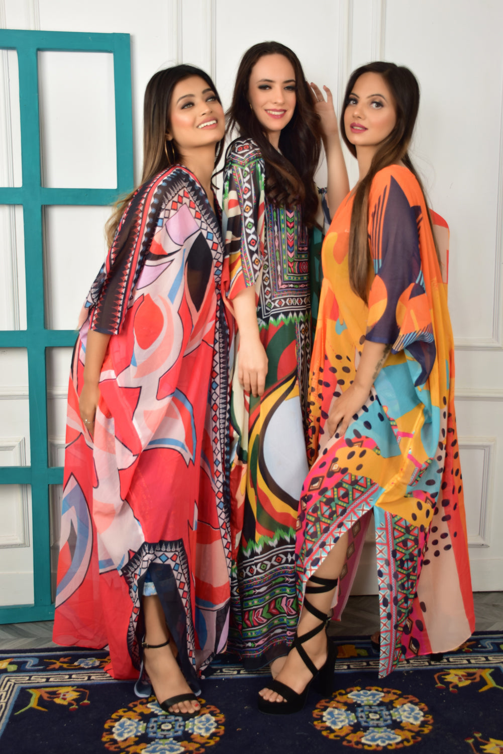 Self-Portrait -Women- Multicolor Printed Kaftans (3pcs set)