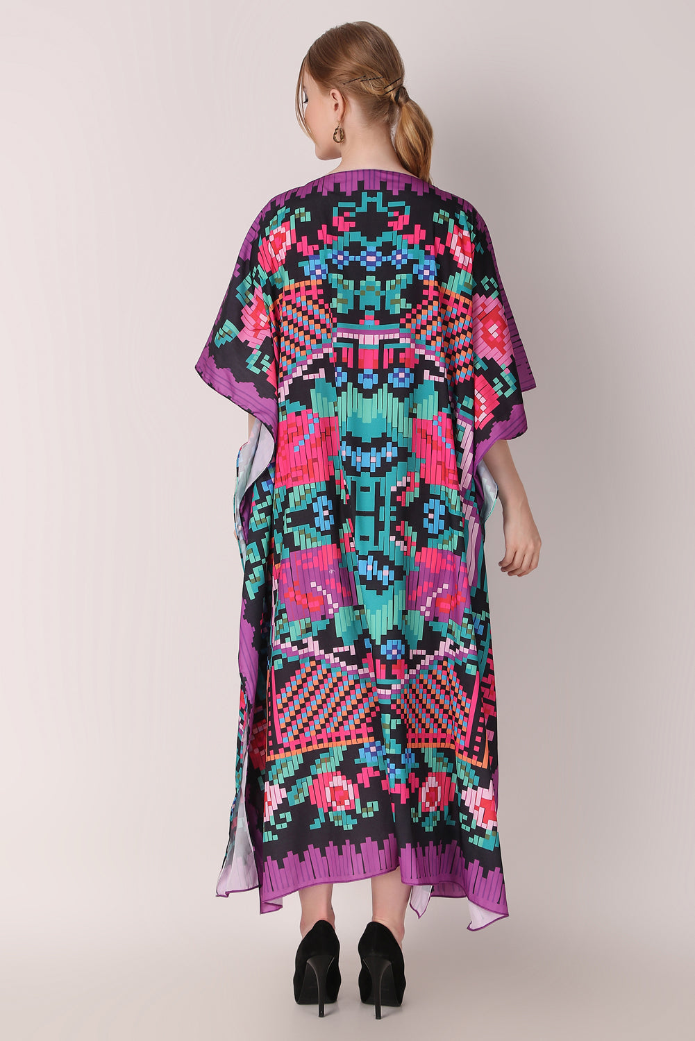 Rabiya - Noha - Printed Abstract Flower Purple Dress