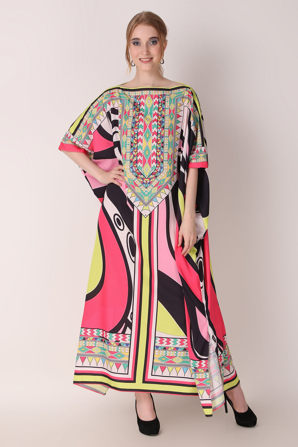 Rabiya - Noha - Designer Printed Neck Design Kaftan