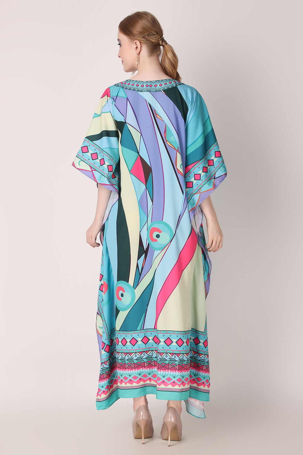 Rabiya - Noha - V Neck Designer Kaftan Dress For Beach Wear And Regular Wear