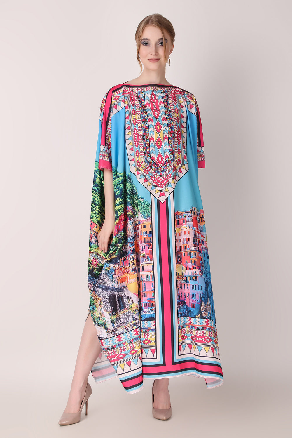 Rabiya - Noha - Boat Neck Designer Kaftan Dress For Beach Wear And Regular Wear