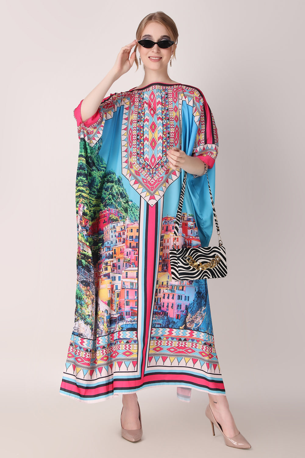 Rabiya - Noha - Boat Neck Designer Kaftan Dress For Beach Wear And Regular Wear