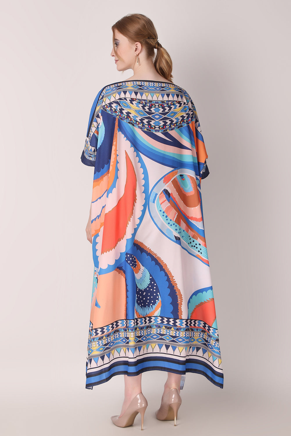 Rabiya - Noha - Boat Neck Designer Kaftan Dress For Beach Wear And Regular Wear