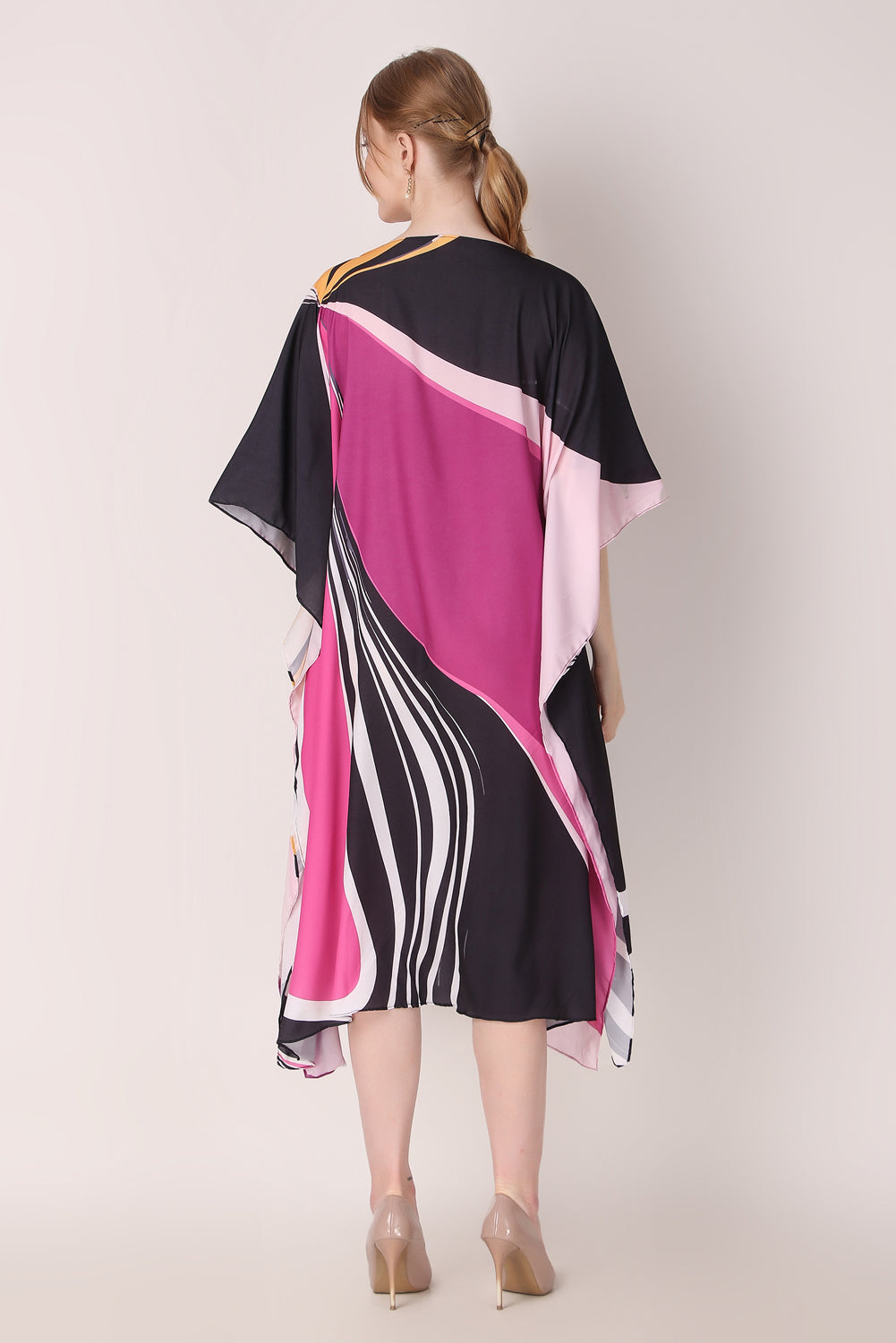 Rabiya - Noha - Yellow And Black Abstract Print Kaftan