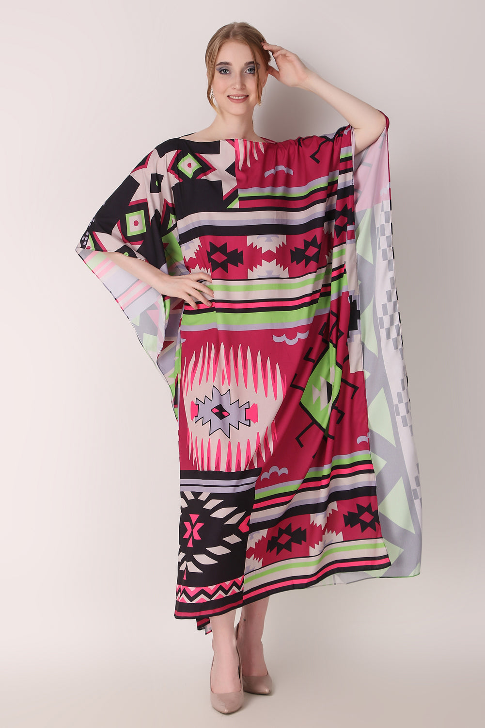 Rabiya - Noha - Printed Abstract Kaftan Dress