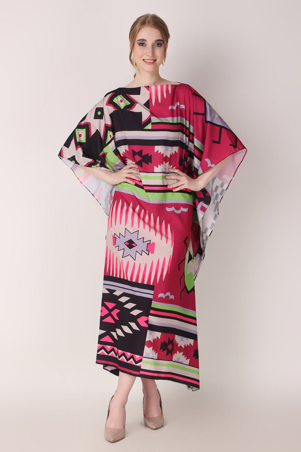 Rabiya - Noha - Printed Abstract Kaftan Dress