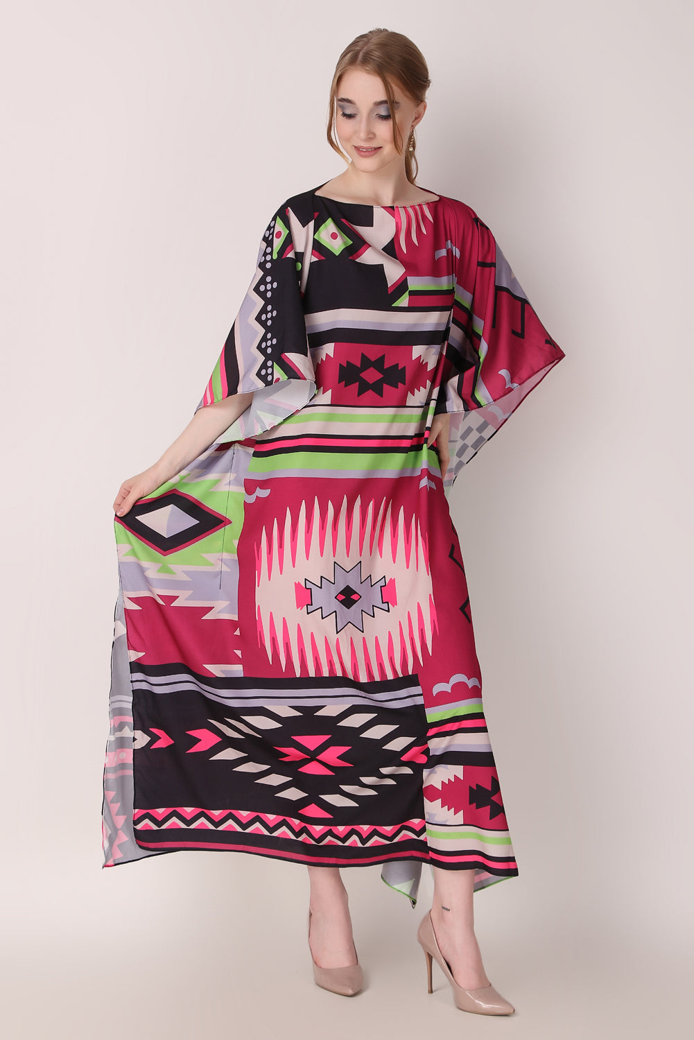 Rabiya - Noha - Printed Abstract Kaftan Dress