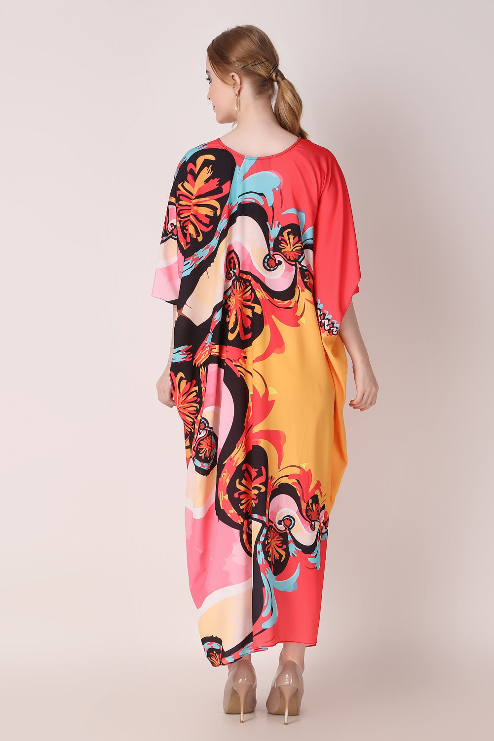 Rabiya - Noha - Abstract Print Red and Yellow Kaftan