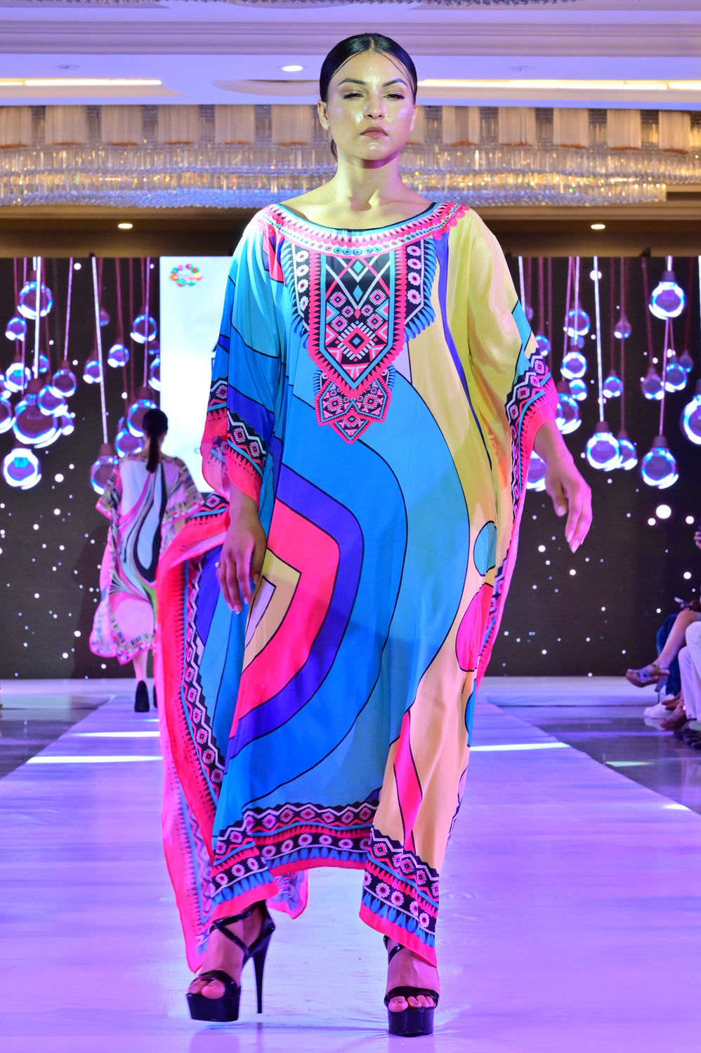 Kitaki- Noha - Printed Multicolor Abstract Designer Kaftan