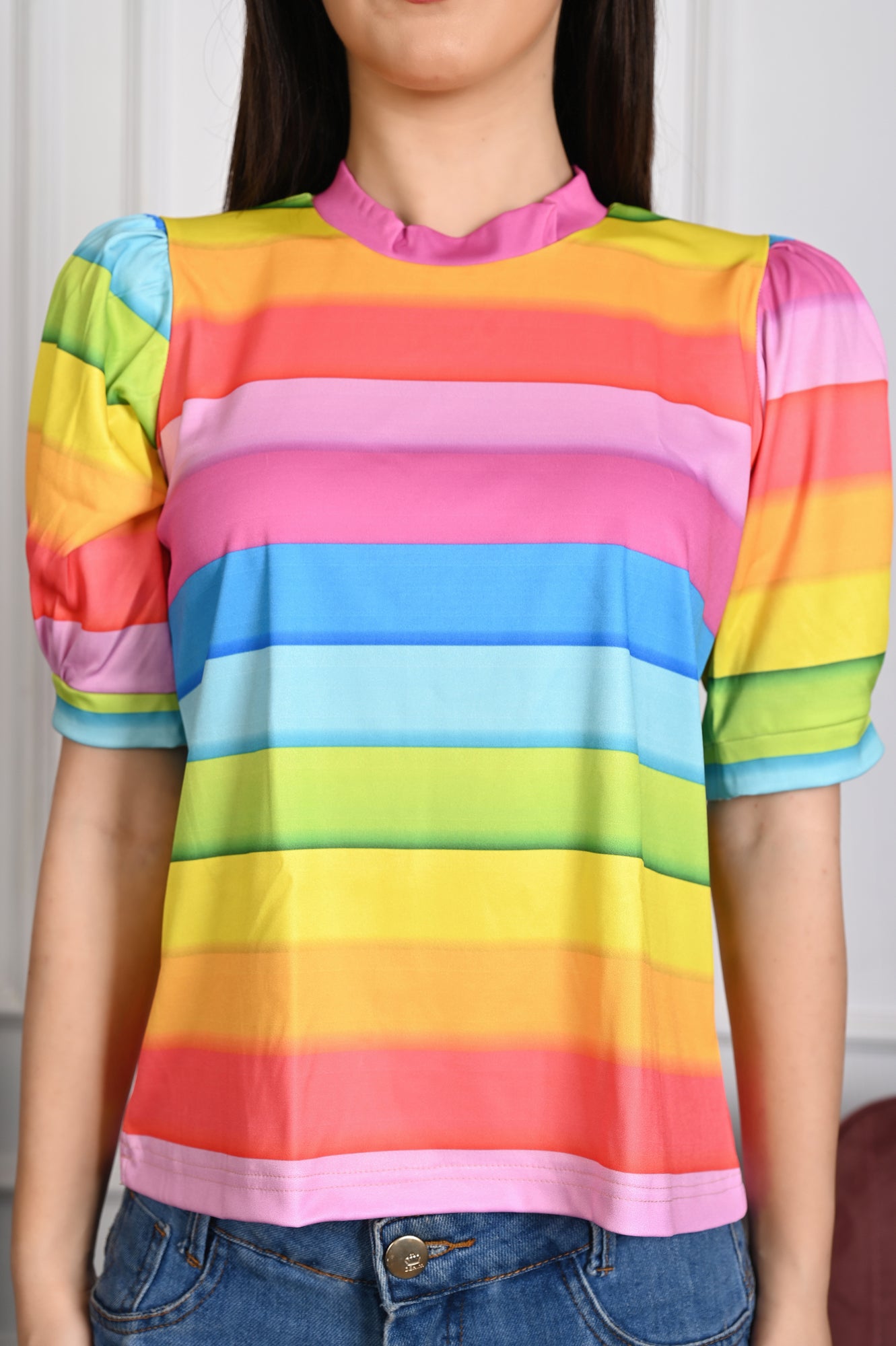 Noya - Rainbow Striped T-Shirt For Women