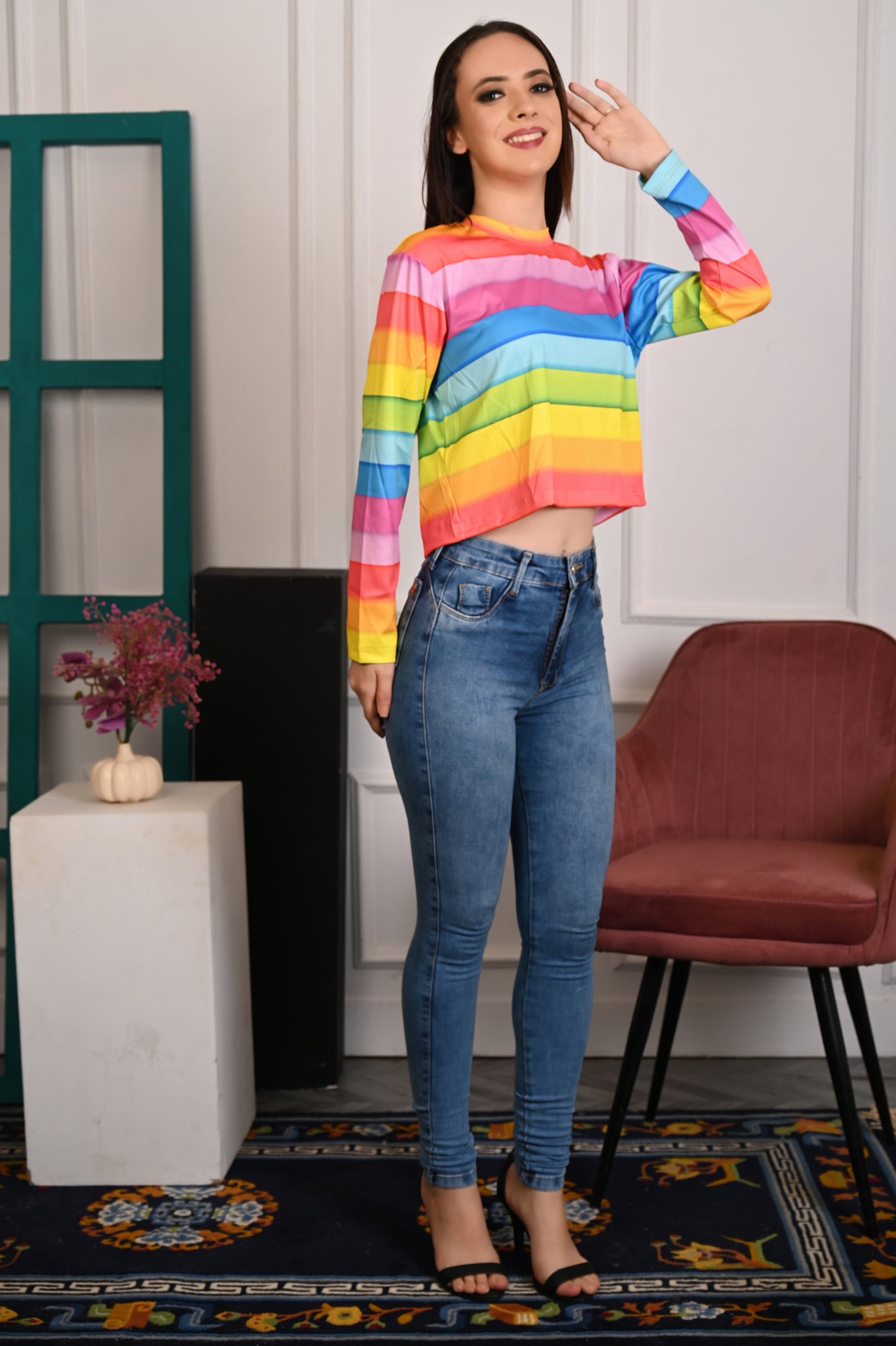 Noya - Rainbow Full Sleeve T-Shirt for Girls