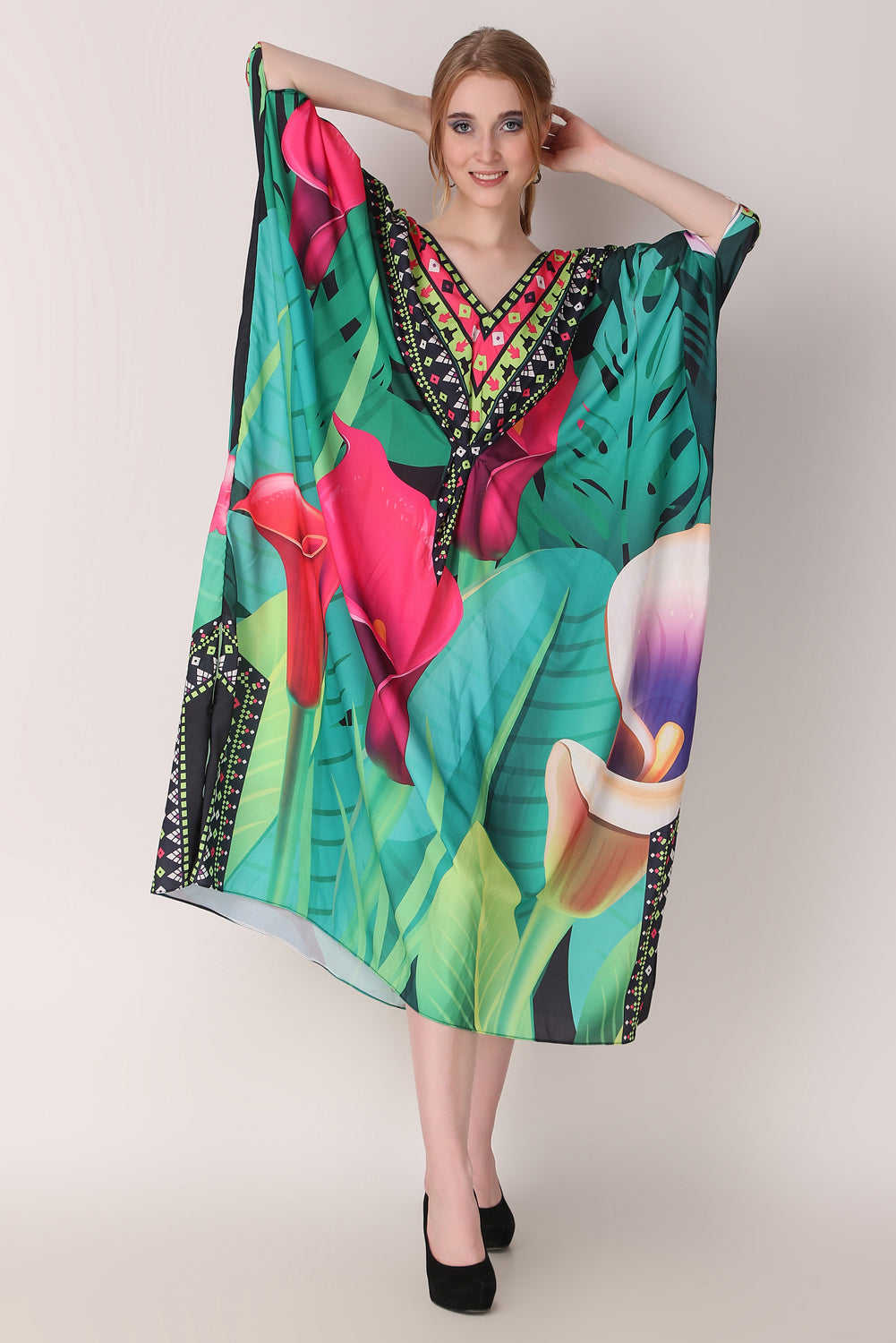 Rabiya - Noha - Tropical Leaf Beach Wear Dress