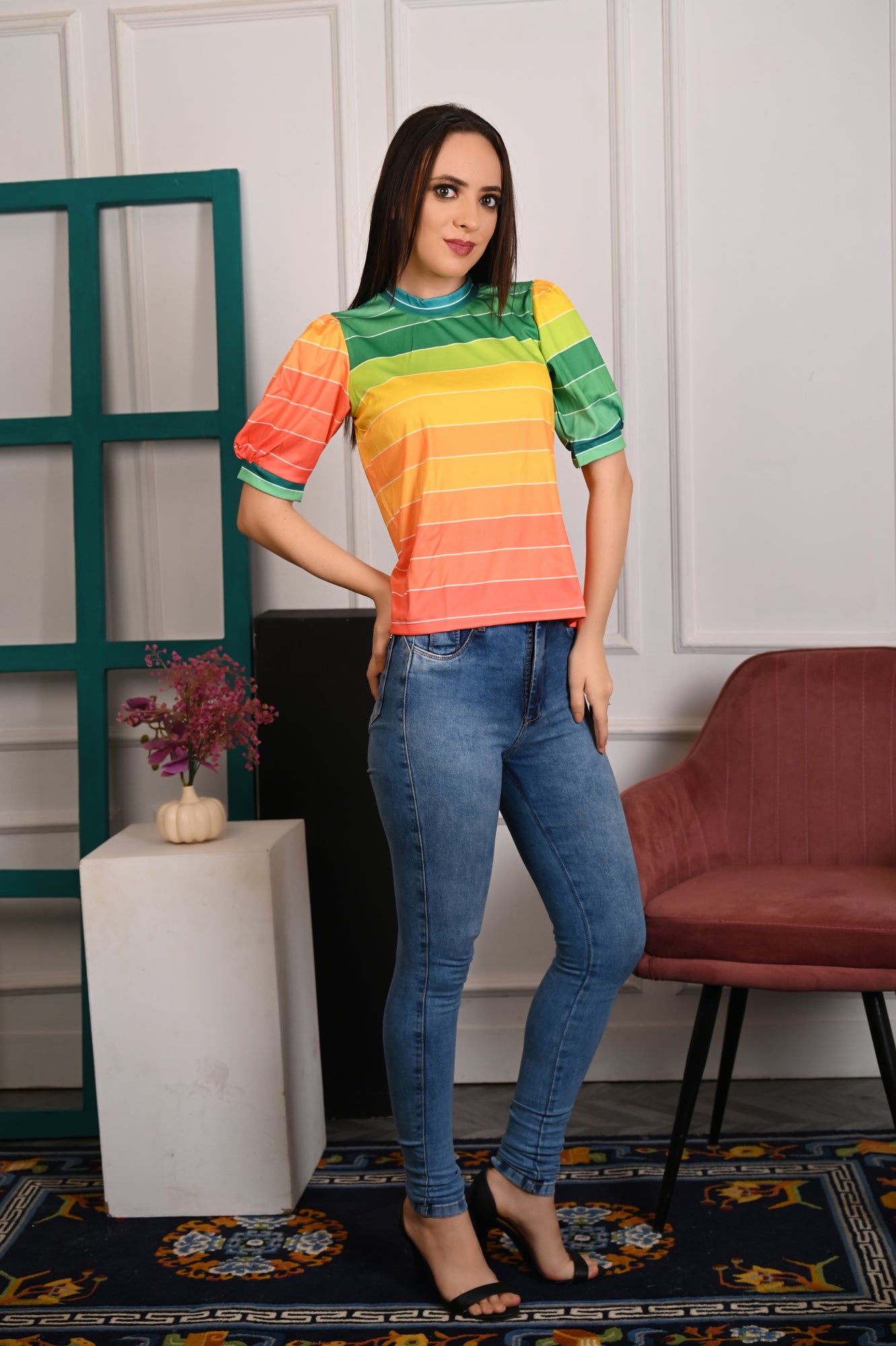 Noya - Rainbow Stripe T-Shirt for Girls