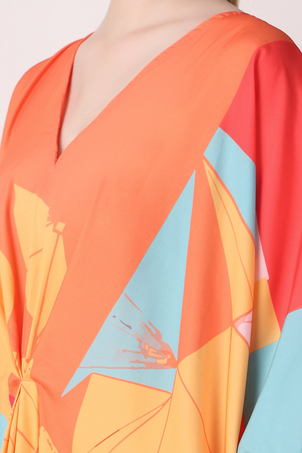 Rabiya - Noha - Orange Multicolor Abstract Kaftan Dress