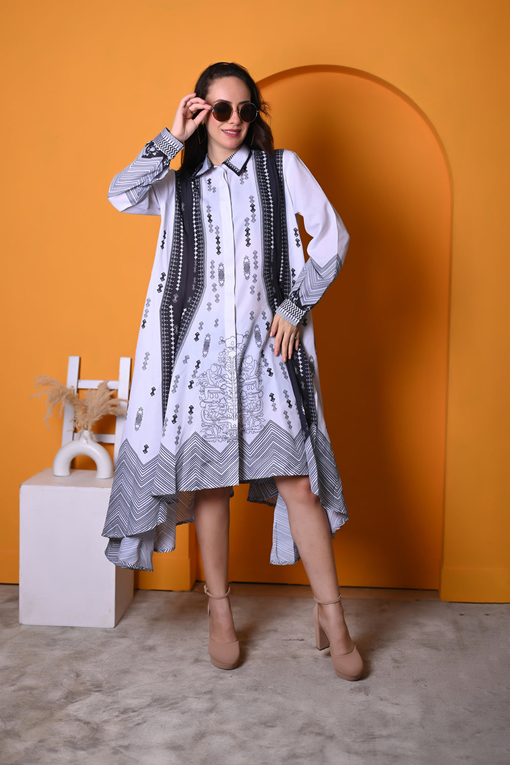 Kinza - Women - Black White Printed Dress For Women