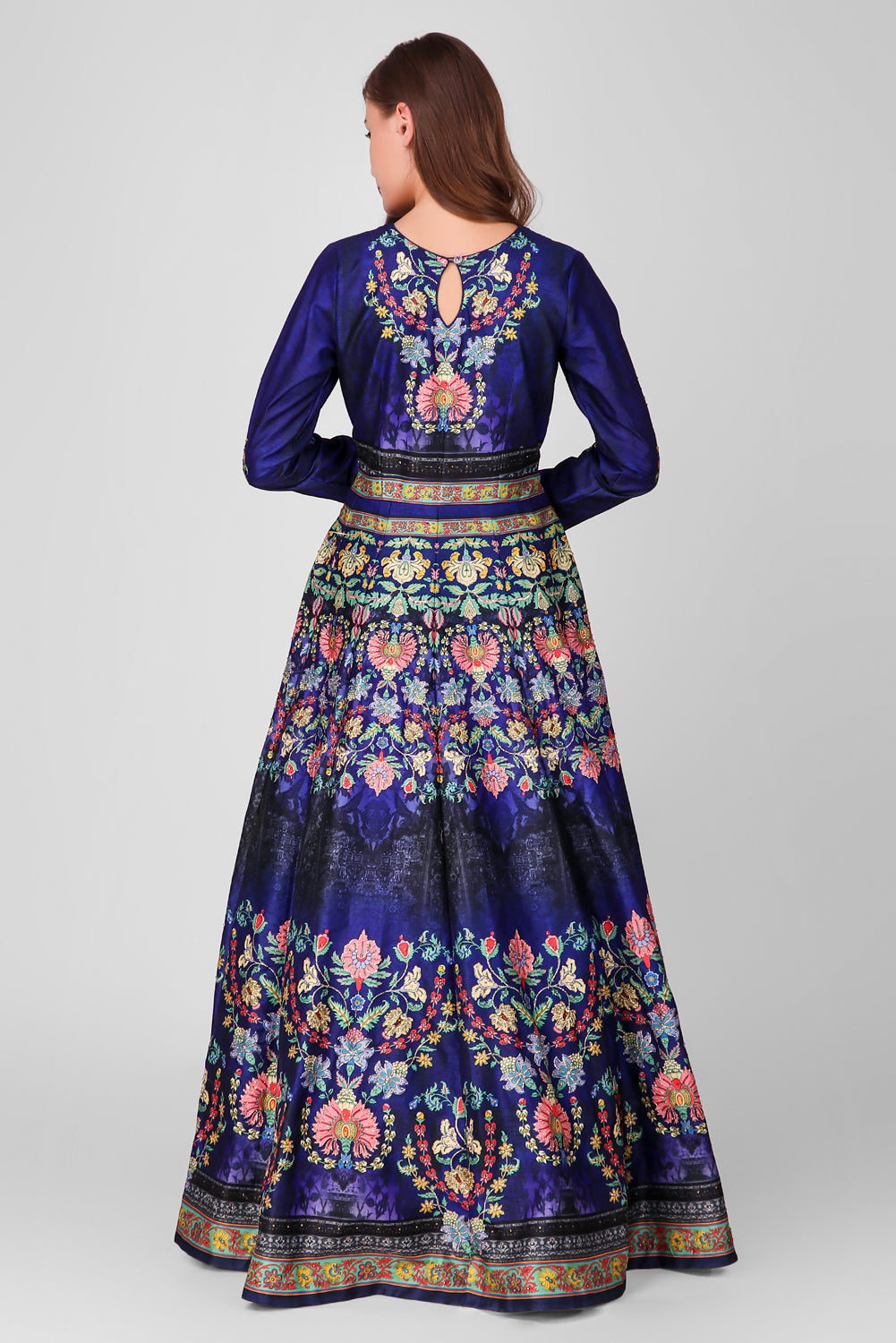 Suzano- Women - Row Silk Royal Blue Lehenga