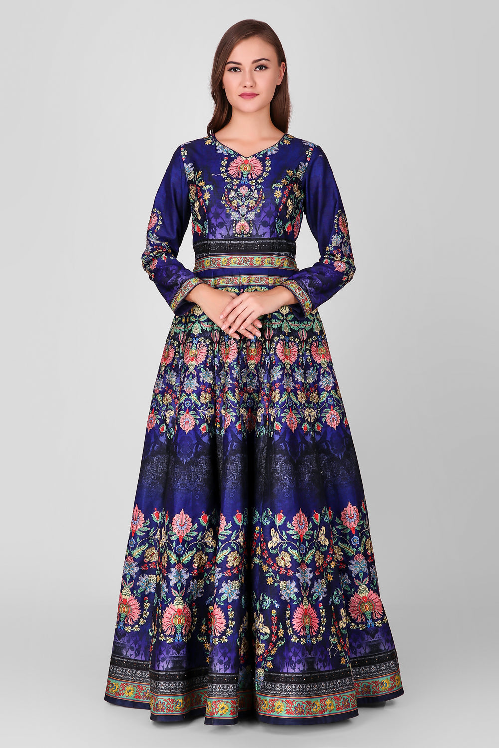 Suzano- Women - Row Silk Royal Blue Lehenga