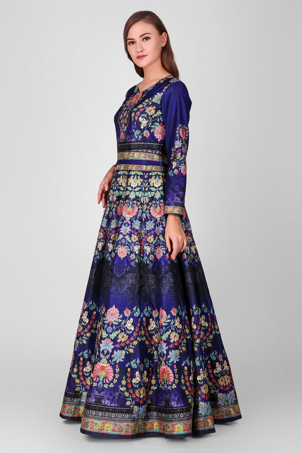 Suzano- Women - Row Silk Royal Blue Lehenga