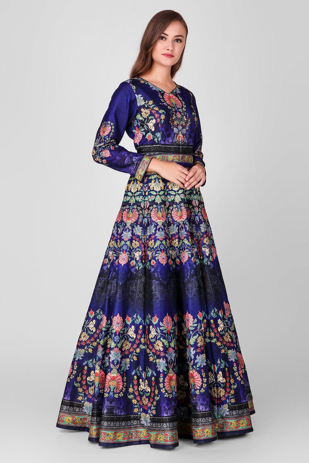 Suzano- Women - Row Silk Royal Blue Lehenga