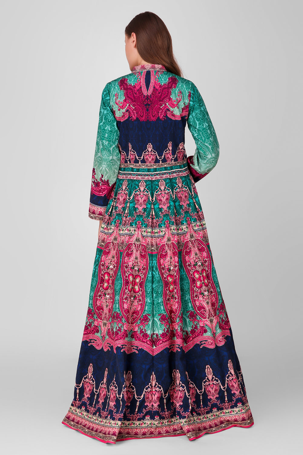 Suzano- Women - Row Silk Printed Gown Lehenga With Embroidery