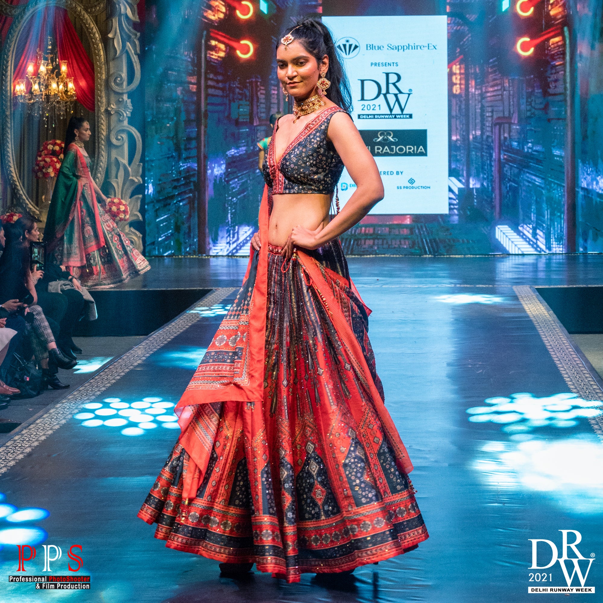 Sebastian - Women - Row Silk Printed Red Lehenga With Embroidery