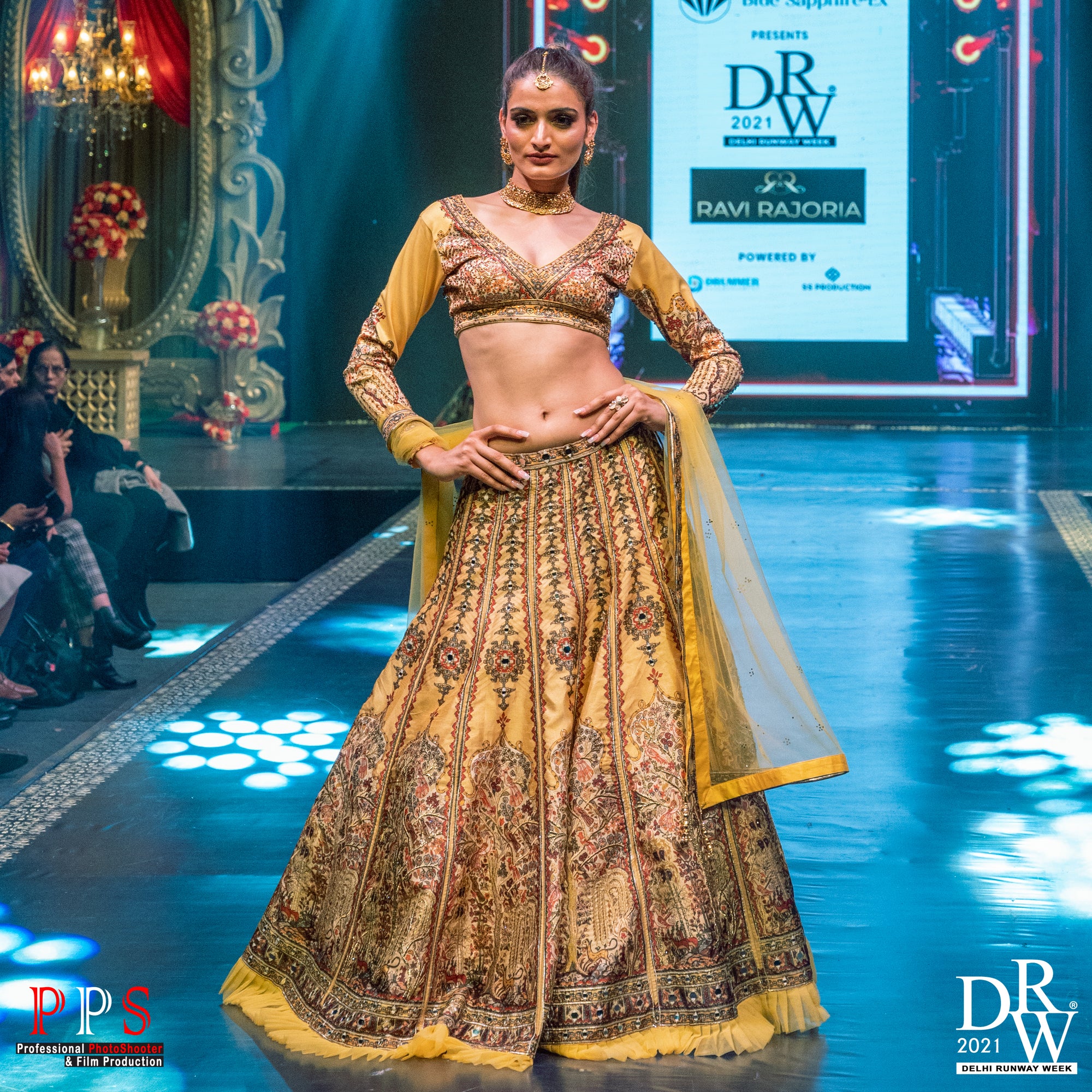 Sebastian - Women - Row Silk Printed Yellow Lehenga With Embroidery