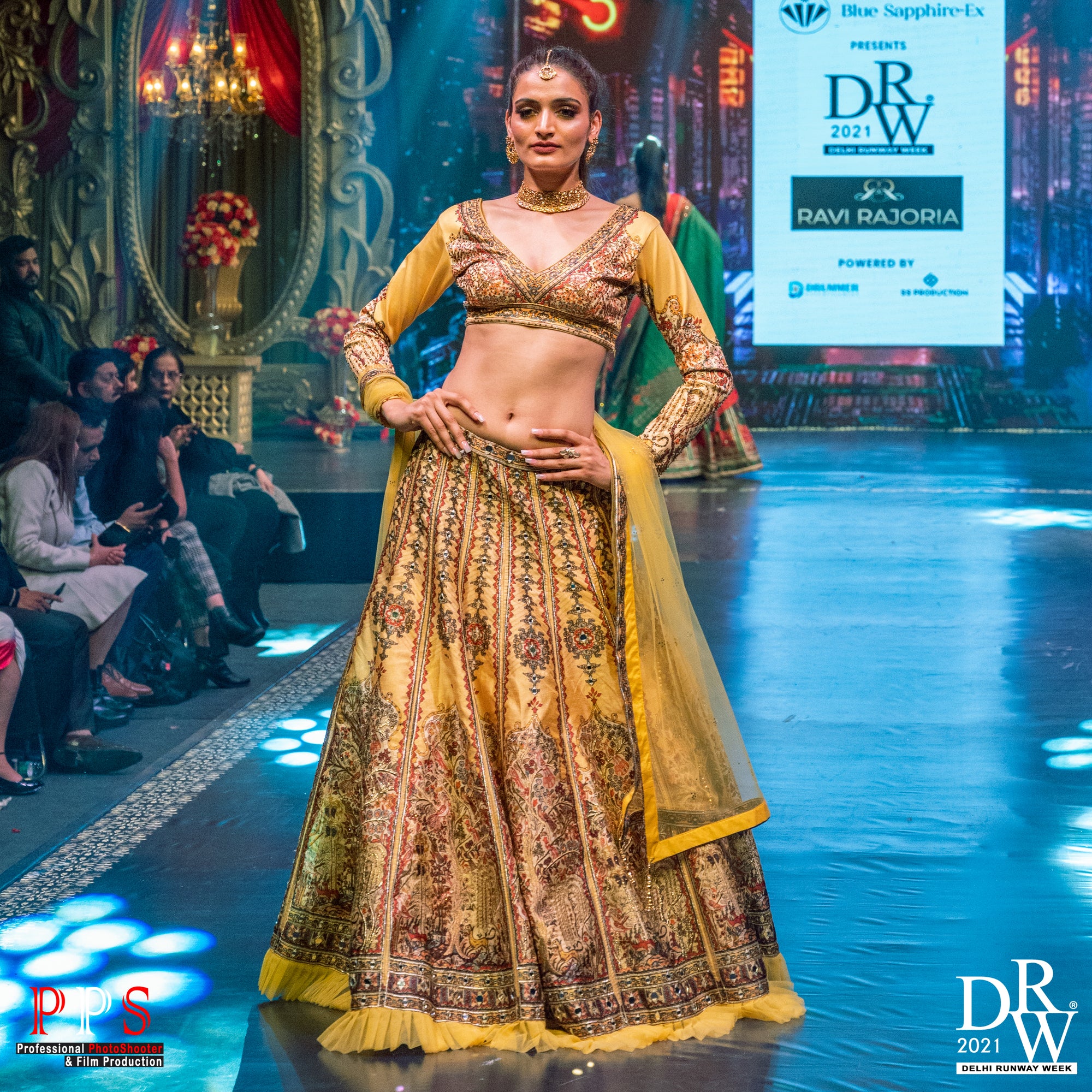 Sebastian - Women - Row Silk Printed Yellow Lehenga With Embroidery