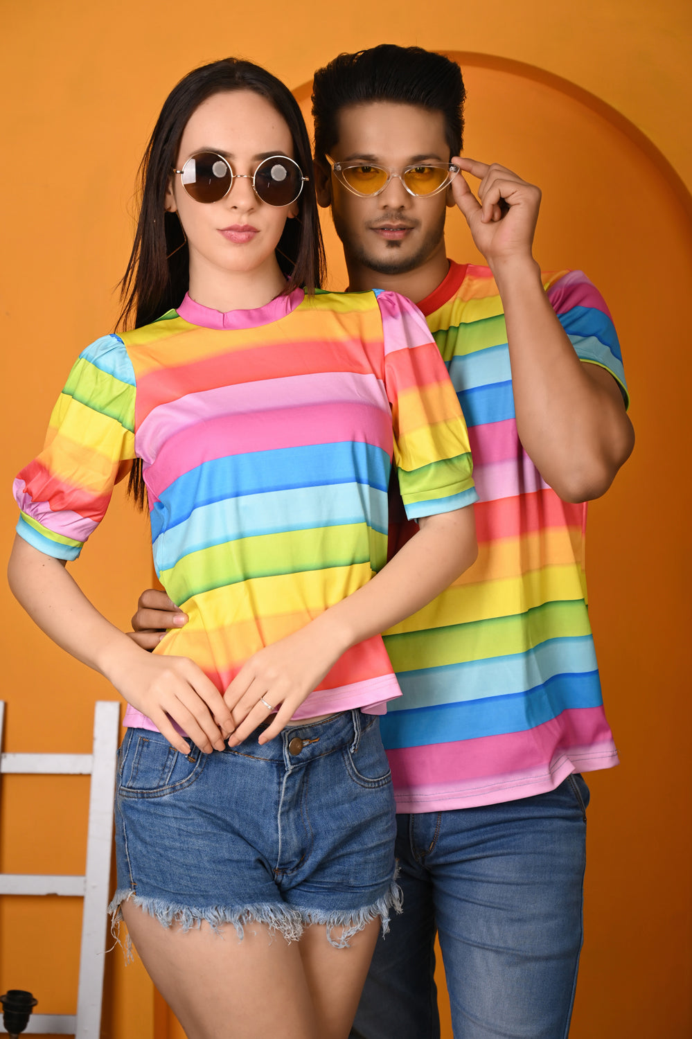 Kinza -Couple - Rainbow Printed T-shirt