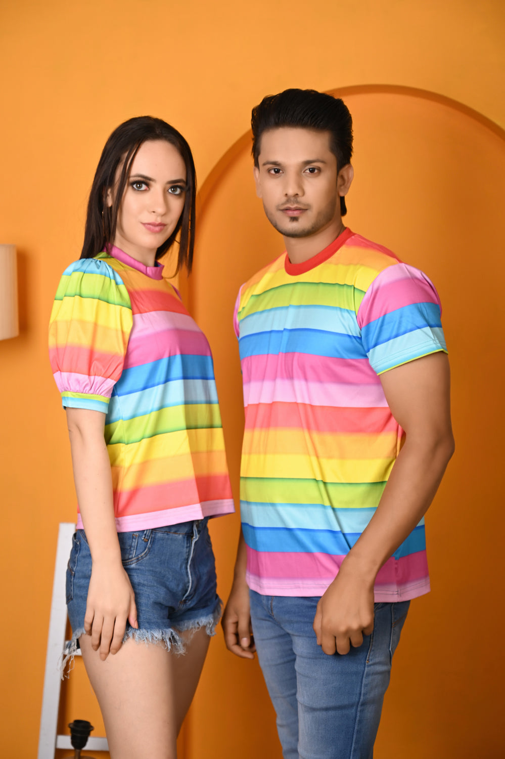 Kinza -Couple - Rainbow Printed T-shirt