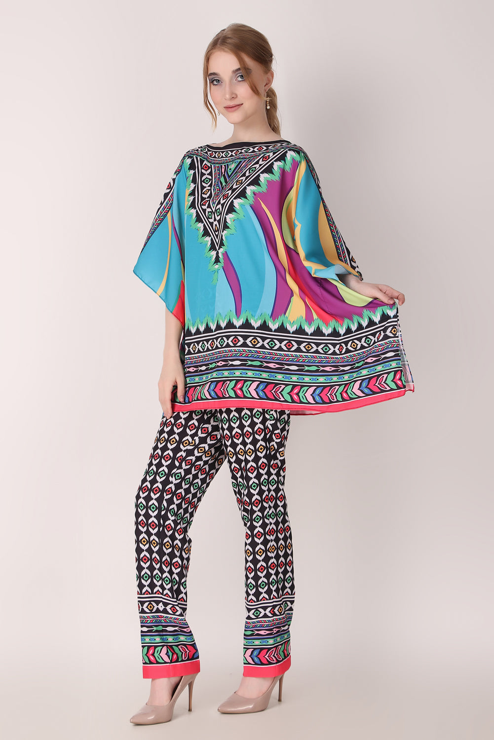 Rabiya - Inaya- Multicolor Abstract Print Designer Co-Ords Set