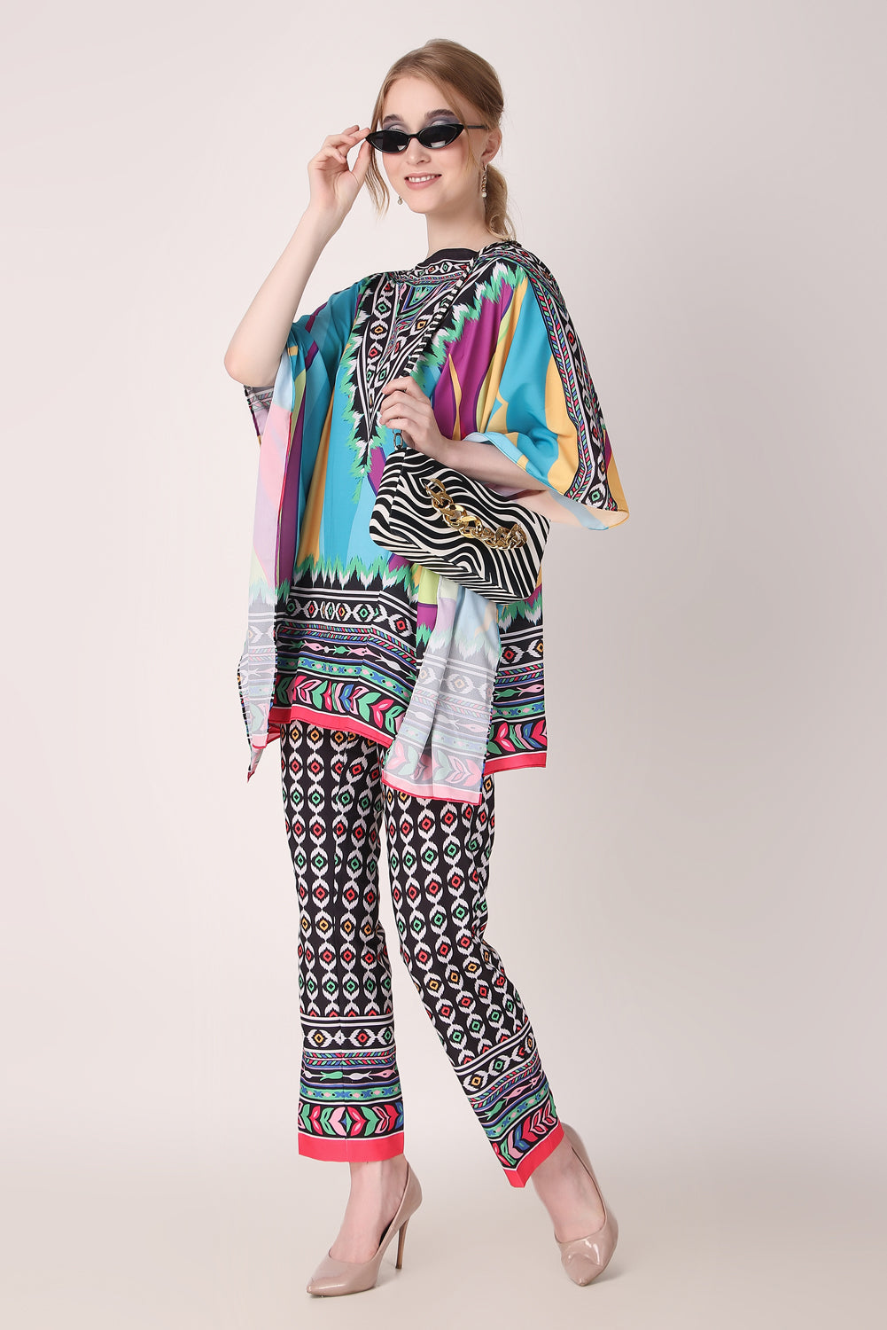 Rabiya - Inaya- Multicolor Abstract Print Designer Co-Ords Set