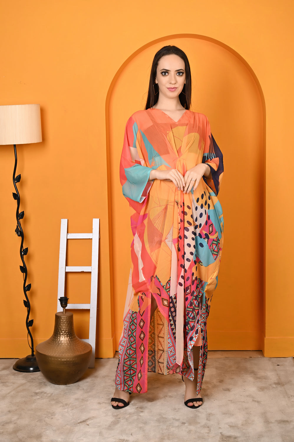 Kinza - Women- Digital Printed Abstract Kaftan For Women