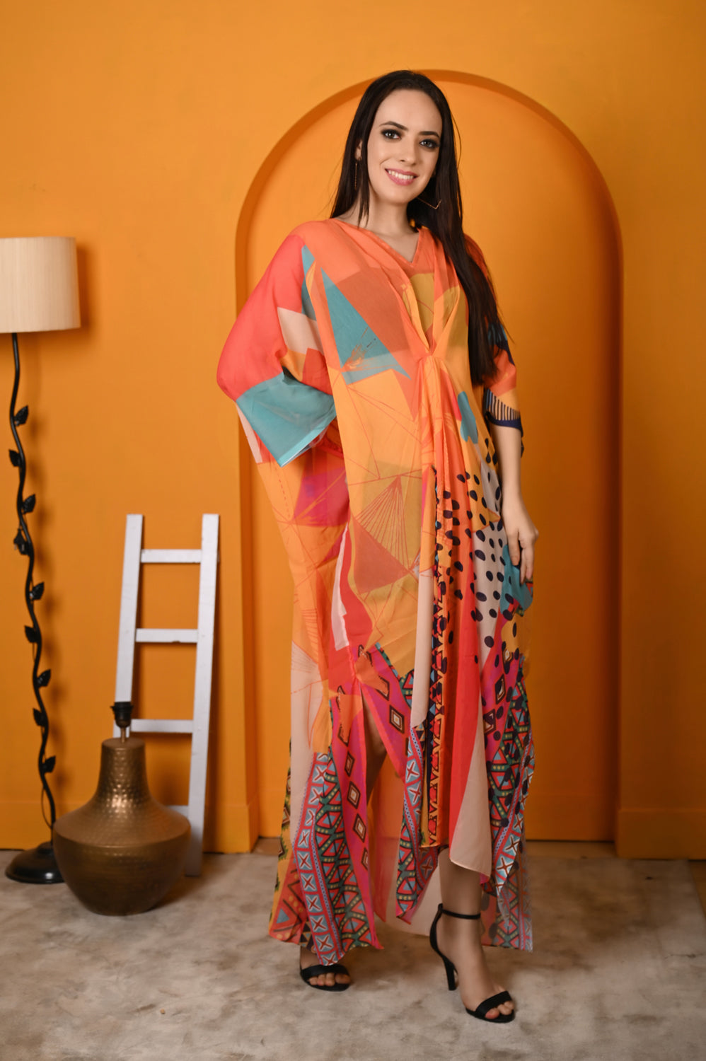 Kinza - Women- Digital Printed Abstract Kaftan For Women