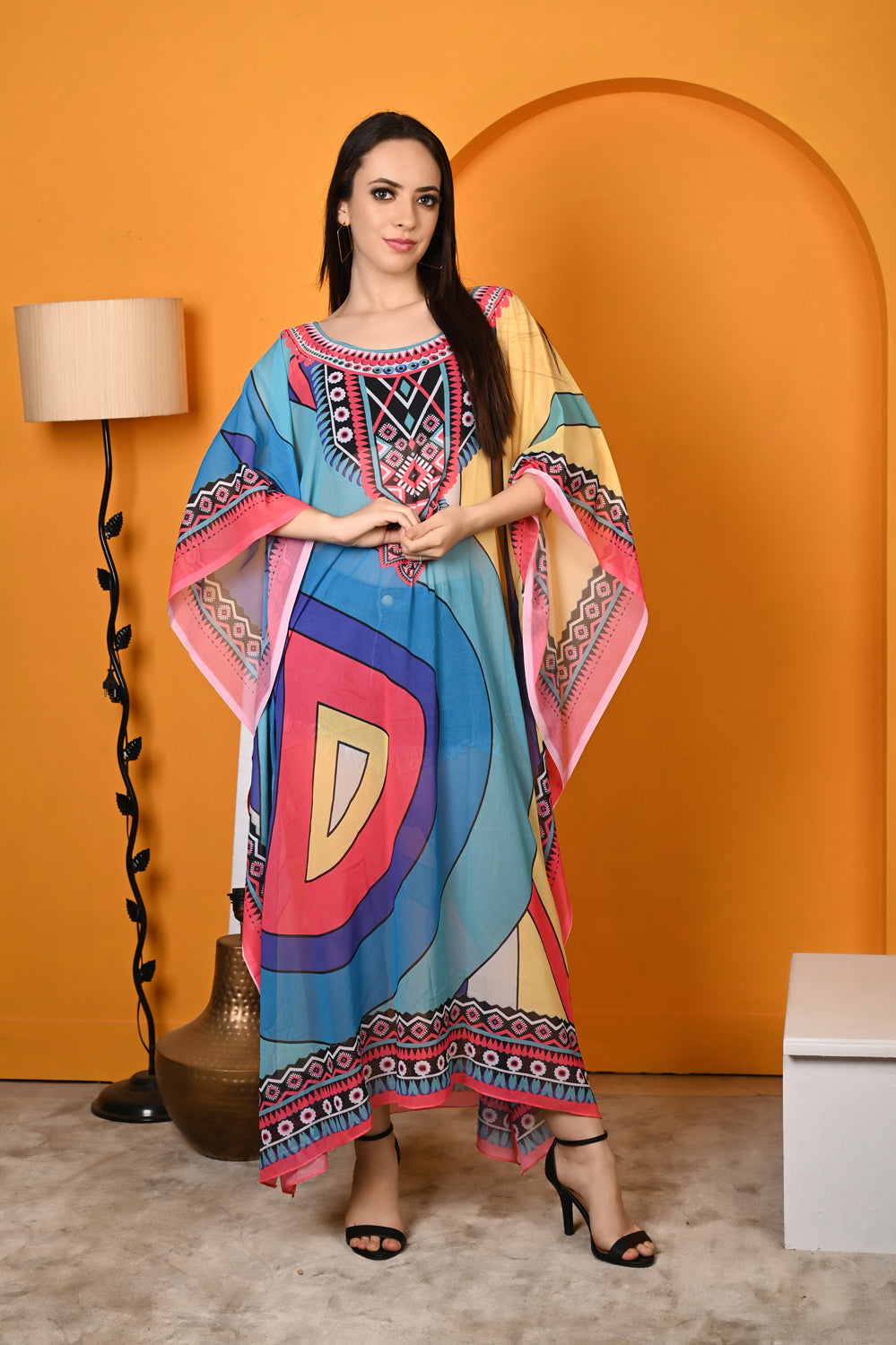 Kinza - Women- Digital Printed Abstract Kaftan For Women