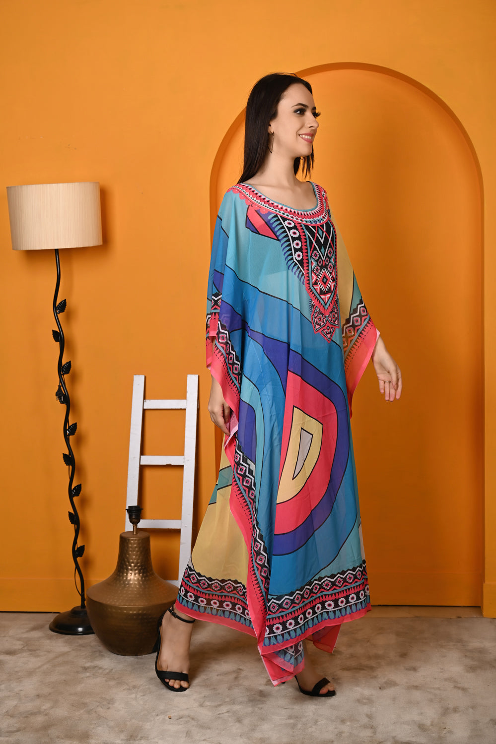 Kinza - Women- Digital Printed Abstract Kaftan For Women