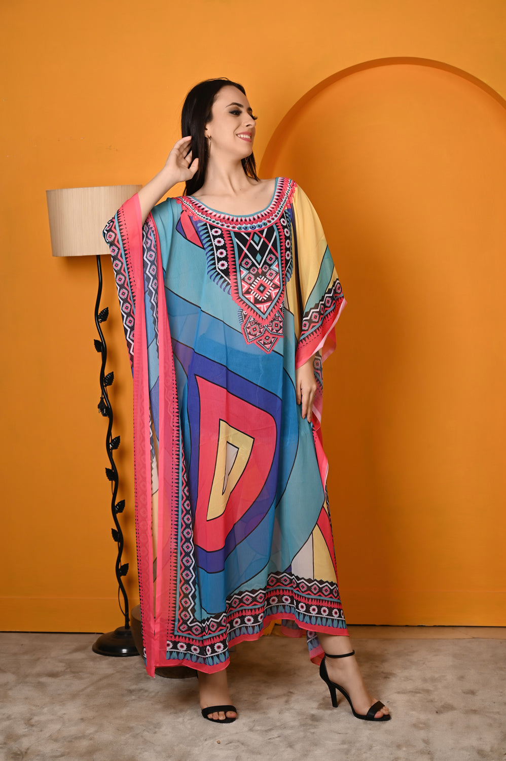 Kinza - Women- Digital Printed Abstract Kaftan For Women