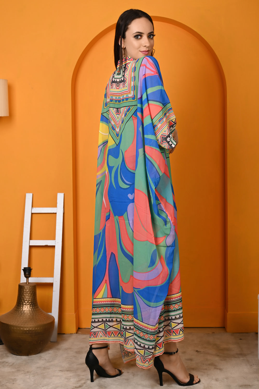 Kinza - Women- Digital Printed Abstract Kaftan For Women