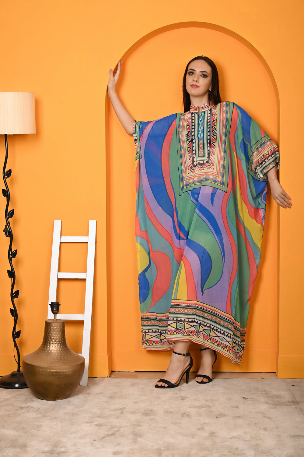 Kinza - Women- Digital Printed Abstract Kaftan For Women