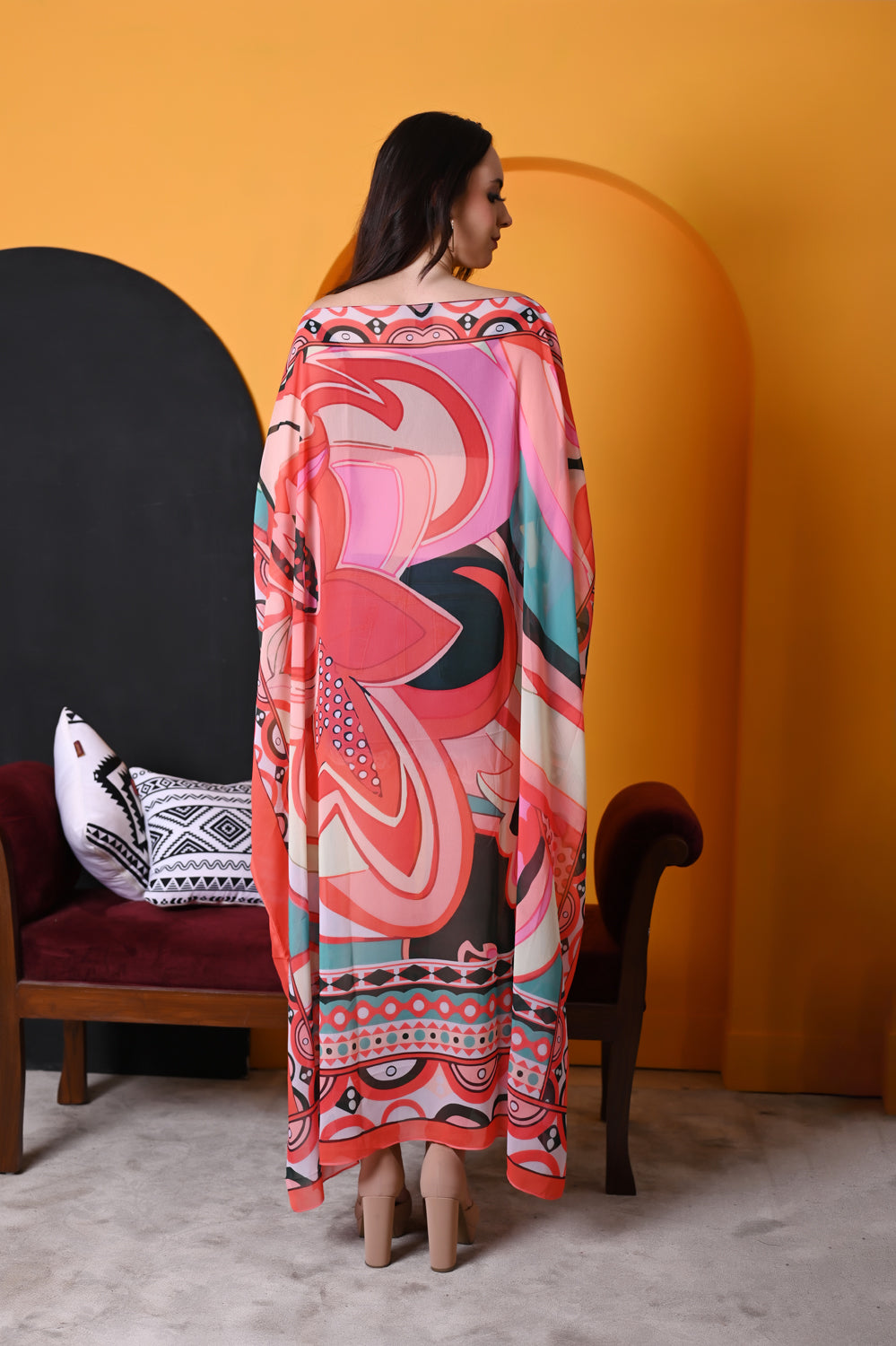 Kinza - Women- Digital Printed Abstract Kaftan For Women