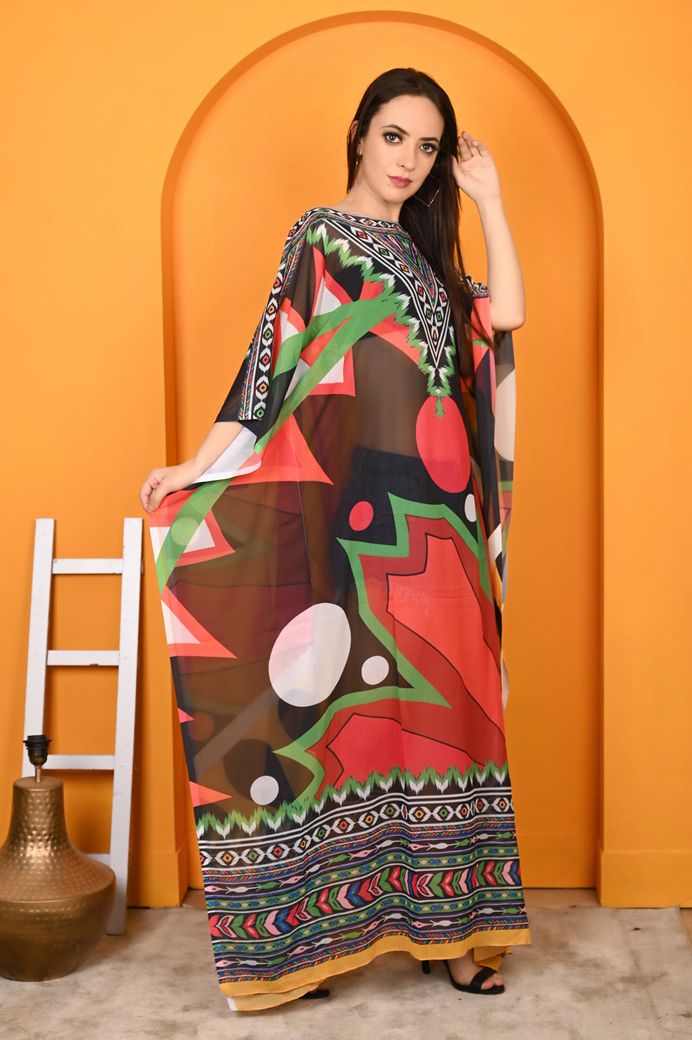 Kinza - Women- Digital Printed Abstract Kaftan For Women